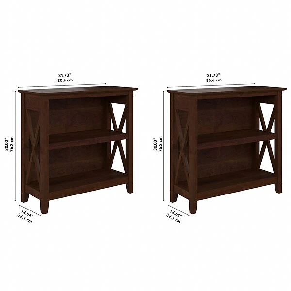 Bush Furniture Key West 2-Shelf 30"H Small Bookcase, Bing Cherry, 2/Set (KWS053BC) - Image 3