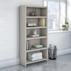 Office By Kathy Ireland® Echo 5 Shelf Bookcase, Gray Sand (KI60204-03)