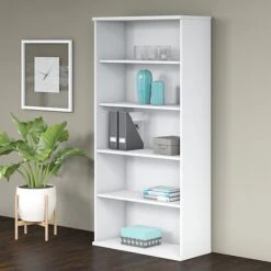 Bush Business Furniture Studio C 5 Shelf Bookcase, White (SCB136WH)