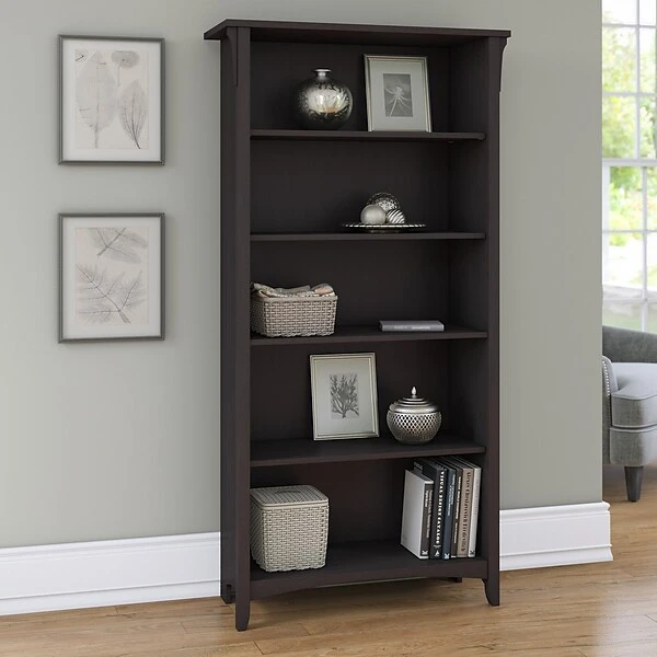 Bush Furniture Salinas 5 Shelf Bookcase, Vintage Black (SAB132VB-03) - Image 2
