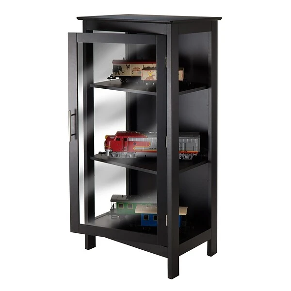 Winsome Poppy Display Cabinet With 3-Sided Tempered Glass, 47.2"H, Black (20523) - Image 4