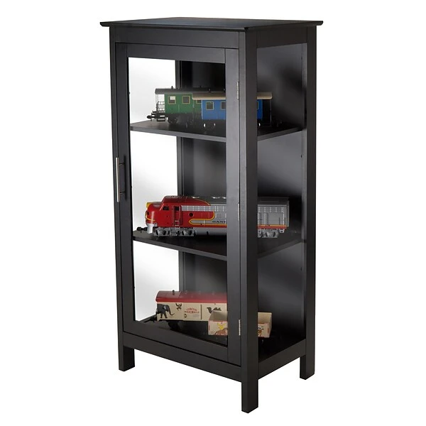 Winsome Poppy Display Cabinet With 3-Sided Tempered Glass, 47.2"H, Black (20523) - Image 3