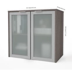 Bestar® I3 Plus Hutch With Frosted Glass Doors In Bark Gray (160521-1147)