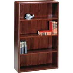 HON 10700 Series Bookcase, Mahogany, 4-Shelf, 57 1/8"H
