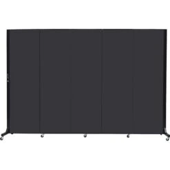 Screenflex Portable Room Divider, Charcoal Fabric, Charcoal Frame, 6' X 9', 5 Panels