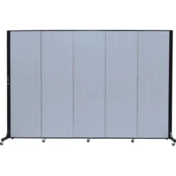 Screenflex Portable Room Divider, Blue Mist Fabric/Blue Mist Frame, 6' X 9', 5 Panels