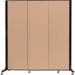 Screenflex Portable Room Divider, Tan Fabric/Tan Frame, 69"W X 77"H, 3 Panels