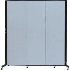 Screenflex Portable Room Divider, Blue Mist Fabric/Blue Mist Frame, 69"W X 77"H, 3 Panels