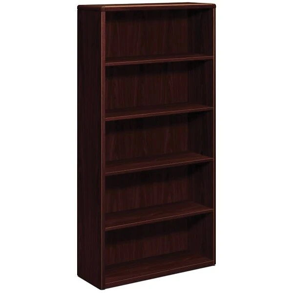 HON 10700 Series Bookcase, Mahogany, 5-Shelf, 69.22"H