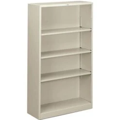 HONĀ® Brigade Steel Bookcase, Light Gray, 4-Shelf, 59"H