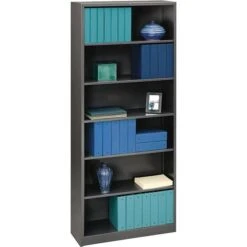 HON Brigade Steel Bookcase, 6 Shelves, 34-1/2"W, Black Finish NEXT2018 NEXT2Day