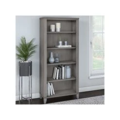 Bush Furniture Somerset 5-Shelf 65"H Bookcase, Platinum Gray (WC81265)