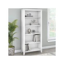 Bush Furniture Somerset 5-Shelf 65"H Bookcase, White (WC81965)