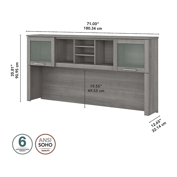 Bush Furniture Somerset 72 "W Desktop Hutch, Platinum Gray (WC81211) - Image 4