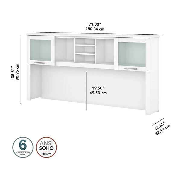 Bush Furniture Somerset 72 "W Desktop Hutch, White (WC81911) - Image 4
