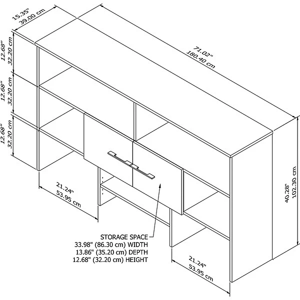 Bush Business Furniture Office 500 71 "W Desktop Hutch, Storm Gray (OFH172SGK) - Image 4