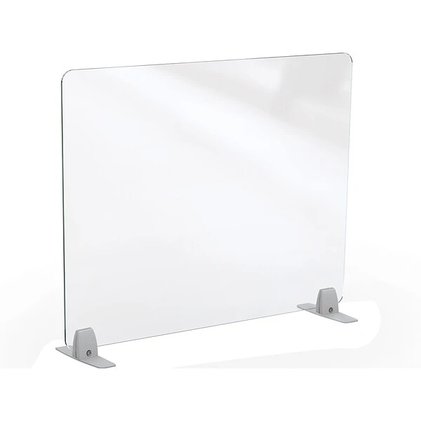 MooreCo Freestanding Desktop Divider, 24"H X 29"W, Clear Acrylic (45267)