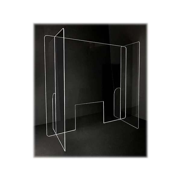 Gemini Surface Mount Paneled Sneeze Guard With Window, 32"H X 32"W, Clear Acrylic (PSG3232-WW-118)