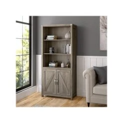 Kathy Ireland® Home By Bush Furniture Cottage Grove 5-Shelf 72"H Bookcase, Restored Gray (CGB132RTG-03)