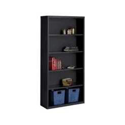 Hirsh HL8000 Series 5-Shelf 72"H Steel Bookcase, Black (21996)