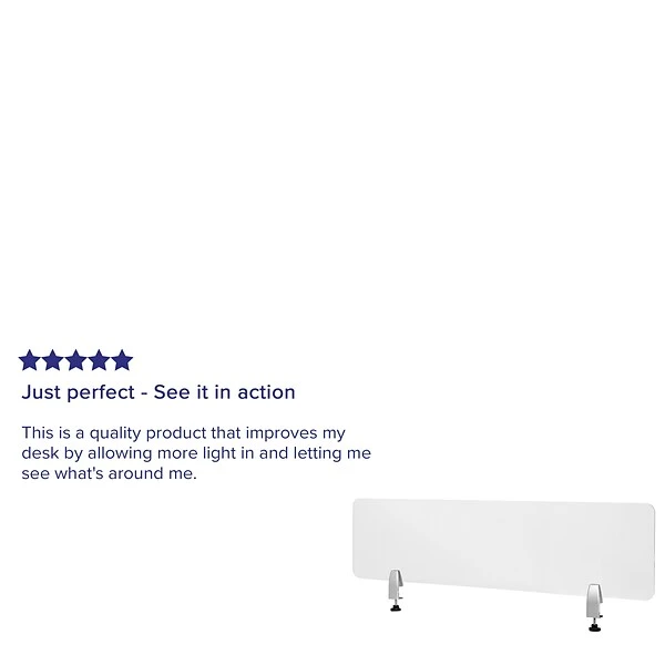 Flash Furniture Desk Partition, 12"H X 47"W, Clear Acrylic (BRDDIA30119) - Image 3