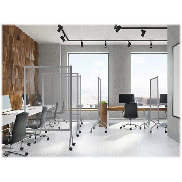 Safco Impromptu Freestanding Mobile Partition, 72"H X 42"W, Clear Acrylic (8510GRCL) - Image 4