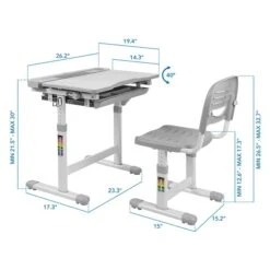 Mount-It! 26" Kid's Desk With Chair, Gray (MI-10201)