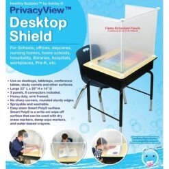Ashley Healthy Bubbles™ PrivacyView™ 22" X 20", 3-Piece Desktop PPE Plastic Divider, Clear (ASH50305)