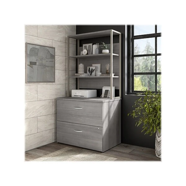 Bush Business Furniture Hybrid 36 "W Desktop Hutch, Platinum Gray (HYH236PG) - Image 7