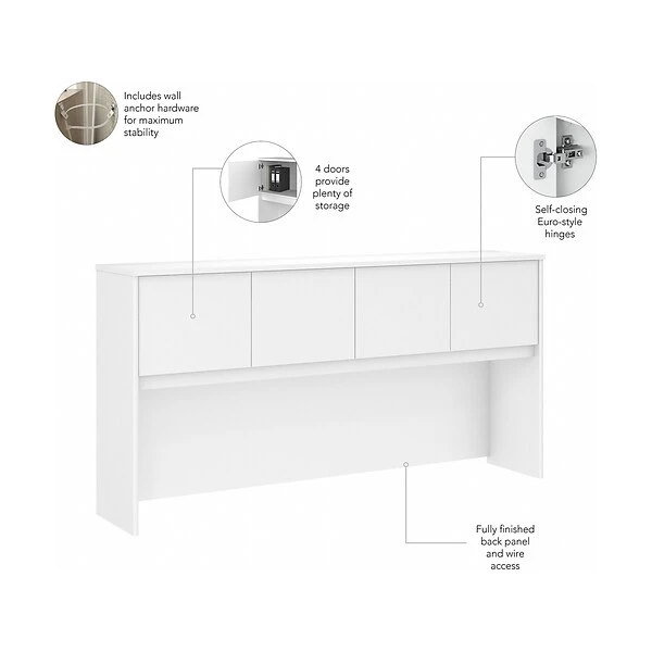 Bush Business Furniture Hybrid 72 "W Desktop Hutch, White (HYH172WH-Z) - Image 2