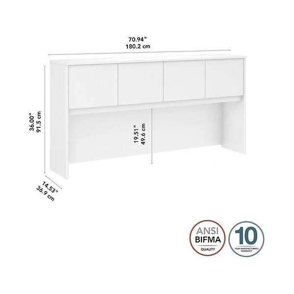 Bush Business Furniture Hybrid 72 "W Desktop Hutch, White (HYH172WH-Z) - Image 3