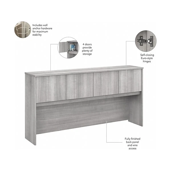 Bush Business Furniture Hybrid 72 "W Desktop Hutch, Platinum Gray (HYH172PG-Z) - Image 2