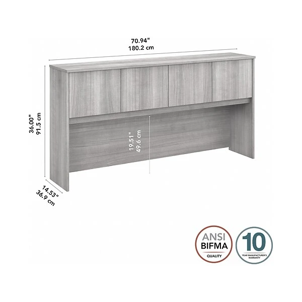 Bush Business Furniture Hybrid 72 "W Desktop Hutch, Platinum Gray (HYH172PG-Z) - Image 3
