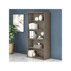 Bush Business Furniture Studio C Tall 5 Shelf Bookcase, Modern Hickory (SCB136MH)