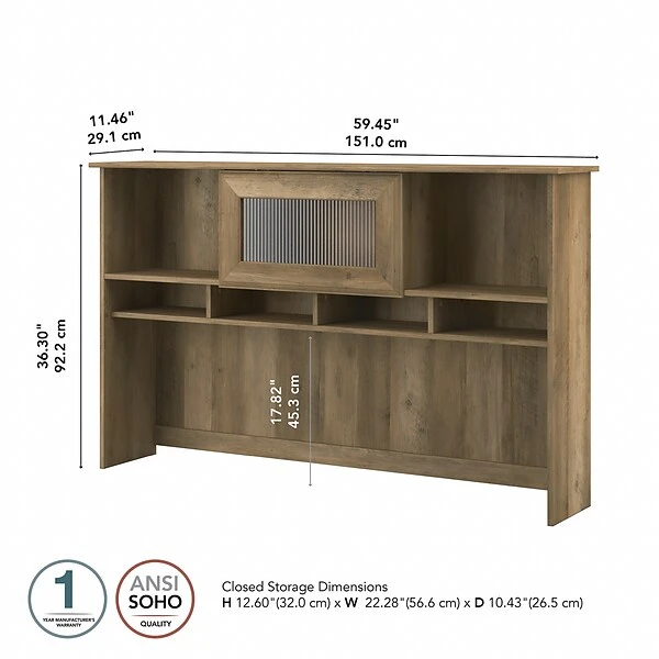 Bush Furniture Cabot 60 "W Desktop Hutch, Reclaimed Pine (WC31531) - Image 3