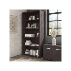 Bush Business Furniture Hybrid 5-Shelf 73"H Tall Bookcase, Storm Gray (HYB136SG-Z)