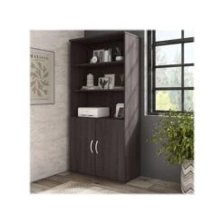 Bush Business Furniture Hybrid 5-Shelf 73"H Bookcase With Doors, Storm Gray (HYB024SG)