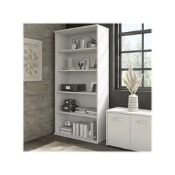 Bush Business Furniture Hybrid 5-Shelf 73"H Bookcase, White (HYB136WH-Z)