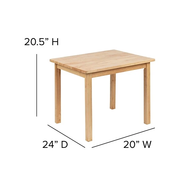 Flash Furniture 3-Piece Square Solid Hardwood Table Set, Natural (TWWTCS1001NAT) - Image 7