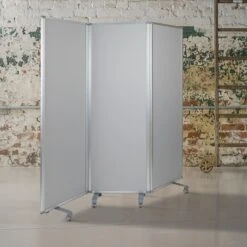 Flash Furniture Double Sided Mobile Magnetic Whiteboard/Cloth Partition With Lockable Casters, 72"H X 24"W (BRPTT0013MP6183)