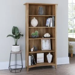 Bush Furniture Salinas 5-Shelf 63"H Bookcase, Reclaimed Pine (SAB132RCP-03)