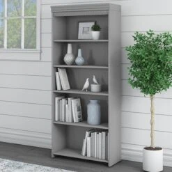 Bush Furniture Fairview 5-Shelf 69"H Bookcase, Cape Cod Gray (WC53565-03)