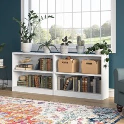Bush Furniture Universal 2-Shelf 30"H Small Bookcase, Pure White, 2/Set (UB001PW)