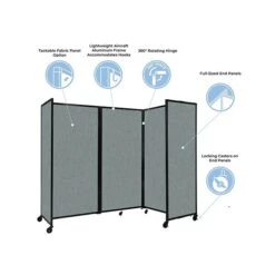 Versare The Room Divider 360 Freestanding Mobile Partition, 72"H X 102"W, Beige Fabric (1172301)