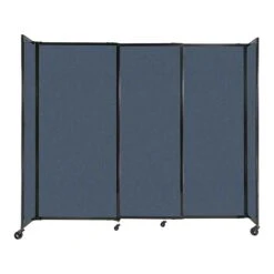 Versare StraightWall Freestanding Mobile Partition, 72"H X 86"W, Ocean Fabric (1472315)