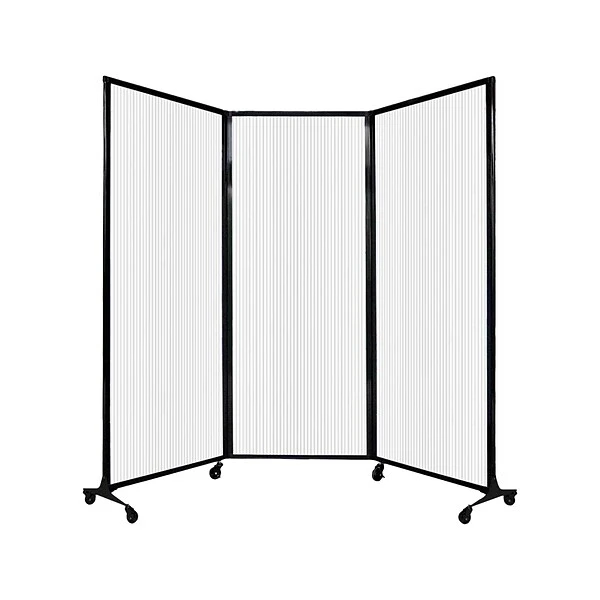Versare QuickWall Freestanding Folding Portable Partition, 80" X 100", Opal Fluted Polycarbonate (1821224)