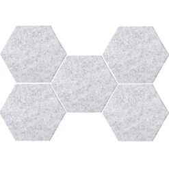 Versare SoundSorb Wall-Mounted Acoustic Hexagon, 12"H X 12"W, Marble Gray, 5/Pack (7825080)