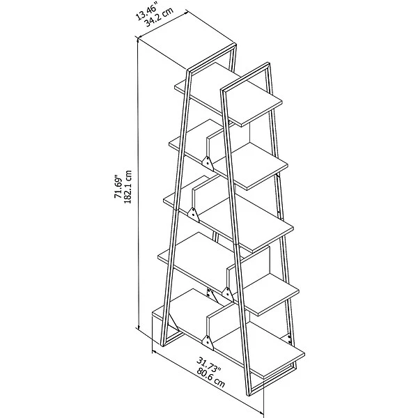 Bush Furniture Refinery A Frame Bookshelf, Rustic Gray (RFB132RG-03) - Image 3