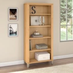 Bush Furniture Somerset 5 Shelf Bookcase, Maple Cross (WC81465)