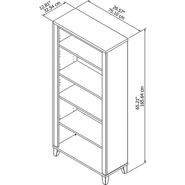 Bush Furniture Somerset 5 Shelf Bookcase, Hansen Cherry (WC81765) - Image 4